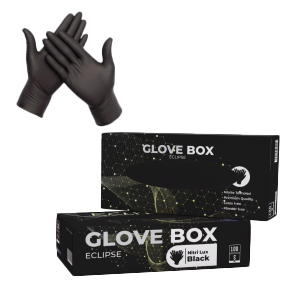 <b>Black Nitrilux Gloves (Blended):</b> <br> Box R79 (1 Box), <br> Case R740 (10 Boxes)